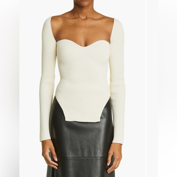 Khaite ribbed bustier sweater beige size S